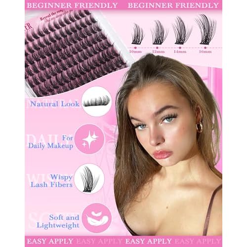 Wispy Lash Clusters Kit Natural Lash Extension Kit Manga Cluster Eyelash Extensions Kit CD Curly Eyelash Clusters Thin Band Individual Lashes Clusters by Lanflower