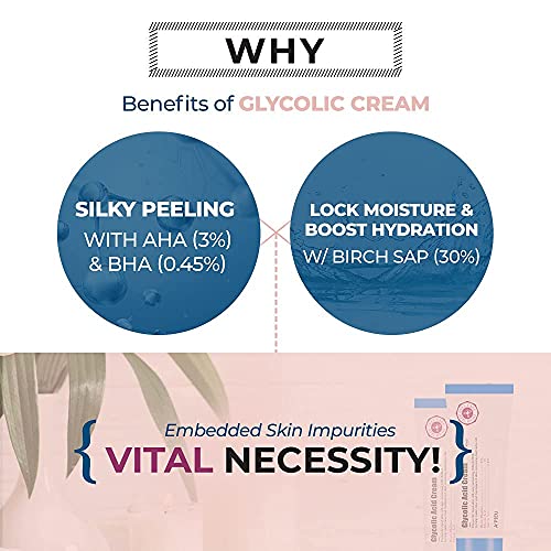 A¡¯PIEU Glycolic Acid Cream 1.69 fl oz - AHA BHA Exfoliating Moisturizer with Glycolic & Salicylic Acid | Hydrating Daily Peeling Gel Cream for Smooth, and Clear Skin. Korean Skincare