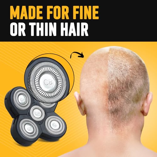 Replacement Shaver Head, Universal Rotary Wet & Dry 5-Blade Head for Coarse Hair, Skull, Face, Body, Arms, Legs, Back, Chest, 1 Unit, The Cut Buddy