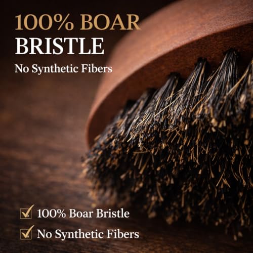 G.B.S 100% Natural Boar Bristles Beard Brush - Small Travel Size with Ergonomically Designed Wood Handle - Professional Beard and Mustache Grooming Softens and Untangles Your Beard (3)