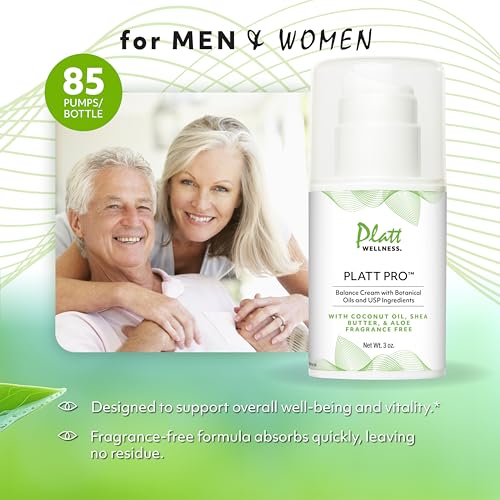 Platt Pro Balance Cream with Botanical Oils and USP Ingredients ? 5% Progesterone, Fragrance-Free, Non-GMO, 3 Ounce