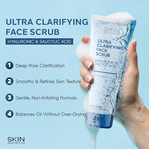 Face Scrub with Hyaluronic & Salicylic Acid ? Deep Cleansing, Hydrating & Exfoliating Face Wash For Blackheads & Acne-Prone Skin ? Dermatologist Tested, Korean Skin Care ? 6.76 Fl Oz