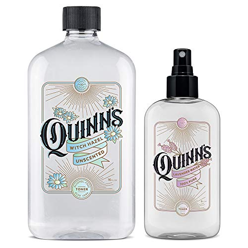 Quinn's Alcohol Free Unscented Witch Hazel with Aloe Vera 16oz & Quinn¡¯s Alcohol Free Lavender Water-Natural Pillow Spray and Facial Body Mist 8oz