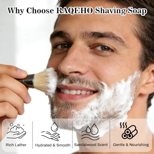 3.5oz Shaving Soap for Men - Sandalwood Shaving Soap Puck Foam Shave Cream with Shea Butter & Coconut Oil for Sensitive Skin Personal Care Products Bathroom Supplies Travel Essentials