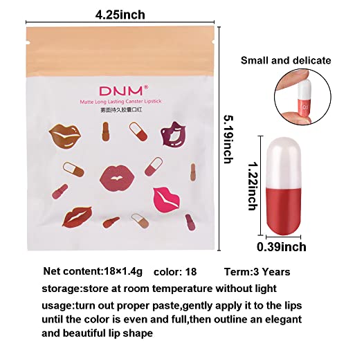 BINGBRUSH 18Pcs Pill Lipstick Capsules Samples Mini Set Makeup, Long Lasting Lip Stain L?piz Labial Rojo Women Red Cute Lip Stick Purse Set Labiales Matte Larga Duracion 24
