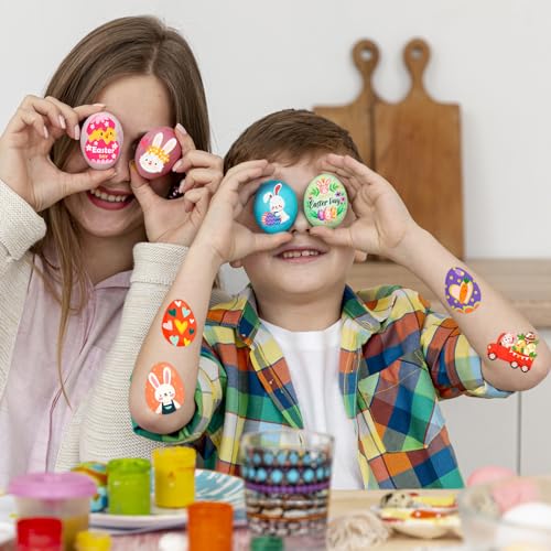 winthrop 240 Pcs Bulk Easter Temporary Tattoos for Kids, Individually Wrapped Waterproof Safety Tattoos Stickers, Best Choice for Easter Basket Stuffers, 60 Different Designs Bunny Egg Chicken