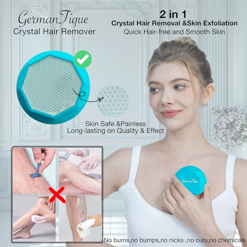 Crystal Hair Eraser,Upgraded Crystal Hair Remover Diamond,Painless and Effective Nano Glass Hair Removal Stone and Skin Exfoliation,Natural Epilator for Women and Men(Ocean Blue)