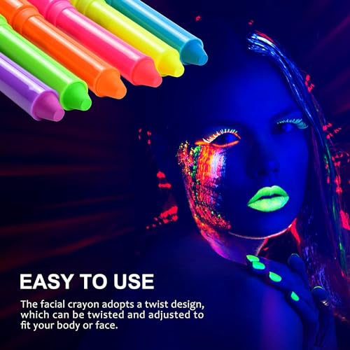 12 Pcs Face Painting Kits, Glow In The Dark Under UV Black Light Sticks£¬Glow Face Body Paint Party Supplies£¬for Adult Birthday, Halloween, Thanksgiving Day, Cosplay Makeup Neon Gifts