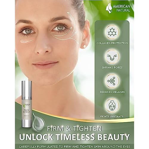 American Natural Eye Serum for Puffy Bags Under Eyes (0.5oz) - Dark Eye Circle Remover with Organic Cucumber & Chamomile Extract | Fine Line & Wrinkle Reduction Anti Aging Serum For Men & Women
