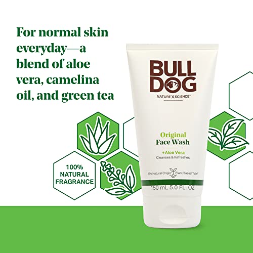 BULLDOG Mens Skincare and Grooming,Original Face Wash,5 Fluid Ounce,(Pack of 2)