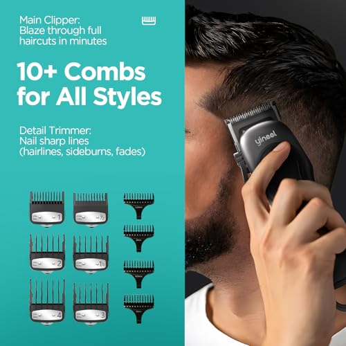 Yineel Hair Clippers for Men, Professional Cordless Clippers & Trimmer Set, Super Quiet, Clippers for Hair Cutting Kit with LED Display, Gift for Men Women Barber Kid