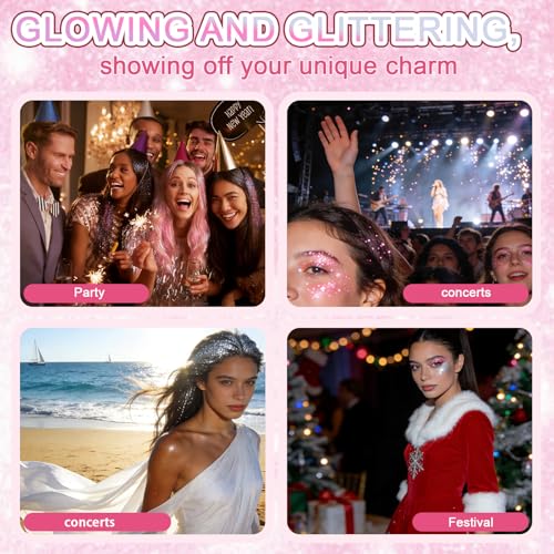 Hair and Body Glitter Spray,Long Lasting Quick-Drying Pink Shimmer Mist for Music Festival Revelry, Nightclub Parties and Balls,Hairspray for Clothes, Face Glitter Spray 4.22 Fl Oz (Pink)