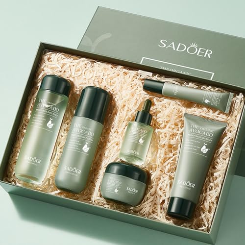 Avocado Skincare Sets, 6pcs Skin Care Gift Set with Lip Balm, Toner, Lotion, Face Serum, Eye Cream For Hydrating Skin, Anti-Aging Skin For Women Teen Girls (Extra Large, 6, Count)