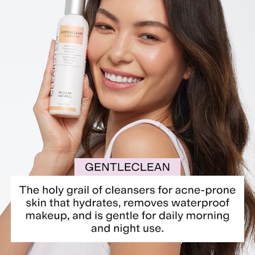 CLEARSTEM - GENTLECLEAN Vitamin C Infused Calming Wash - Facial Cleanser, Makeup Remover - Goldenseal + Green Tea - Facial Skin Care Products - Gluten Free, Cruelty Free - 6 fl oz / 207ml