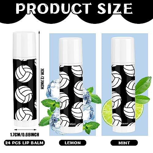 24 Pcs Volleyball Lip Balm Volleyball Team Gifts Volleyball Party Favors Volleyball Lip Balm Gift for Volleyball Team Volleyball Party Guest Supplies(Black)