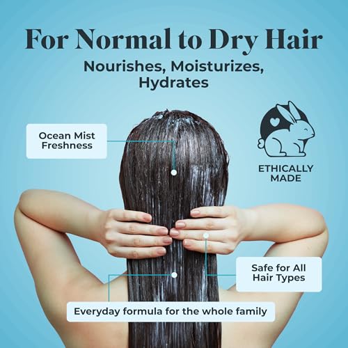 White Rain Moisturizing Shampoo - Ocean Mist Scent, Pack of 2 (15 fl oz Each), Hydrating Shampoo for Men & Women, Paraben-Free & Cruelty-Free with White Lily, Green Tea & Rice Protein