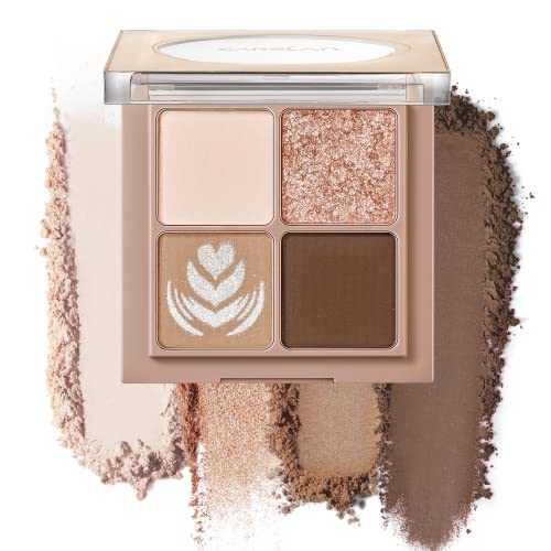 CARSLAN 4-Color Nude Neutral Eyeshadow Makeup Set - Great for Travel, Matte & Glitter Shimmer Contour Palette, 01
