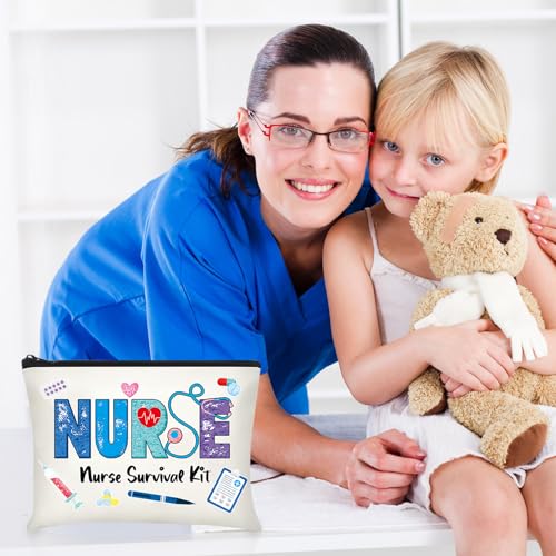 Capoda 24 Pieces Nurse Makeup Bags Nurse Canvas Cosmetic Bag Nurse Survival Kit Travel Pouch Bag Nursing Zipper Pouch Nurse Gift for Women Men Nurse Practitioner Supplies