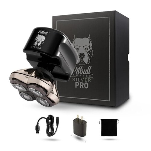 Skull Shaver Pitbull Silver PRO: Electric Head Shaver for Men, Wet & Dry Bald Head Shaver with Ergonomic Design - Perfect Grooming for Men