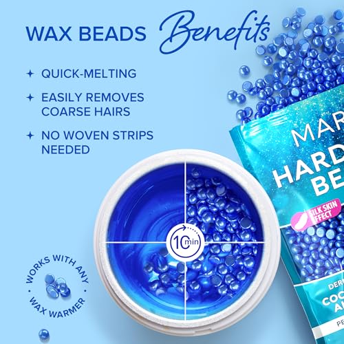 MAREE Hard Wax Beads - Hair Removal Kit with Marine Collagen Shea Butter & Aloe Vera - Body & Bikini - For Sensitive Skin - 450G (Pack of 2)