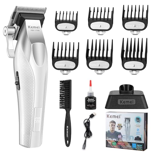 KEMEI Professional Hair Clippers, Cordless Clippers for Men Trimmers for Barbers 9100 RPM Clippers for Hair Cutting with Full Metal Body Ceramic and DLC Blades KM-1798