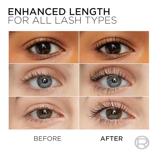 L¡¯Oreal Paris Makeup Original Telescopic Mascara, Separating Mascara Volume and Length Formula, Washable, Blackest Black, 0.27 Fl Oz., 1 Count