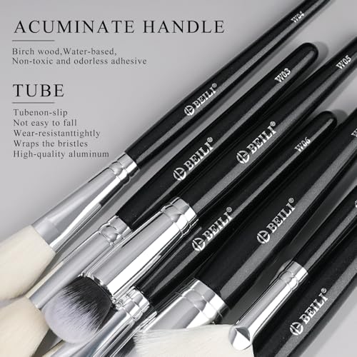 BEILI 15PCS Makeup Brushes Set, Professional Beauty Brushes Set for Foundation Powder, Concealer, Eyebrow, Eyeshadow, Contour, Eyeliner, Eye Blending Brush