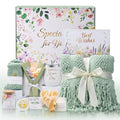 Birthday Gifts for Women, 11 Pcs Sage Green Self Care Package Get Well Soon Gift Baskets, Inspirational Thinking of You Thank You Gift with Bath Spa Gift Set - Unique Gifts for Women