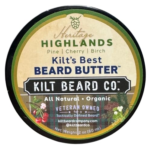 Highlands Beard Butter for Men- Best Beard Moisturizer & Conditioner & Conditioner- All-Natural Shea & Mango Butter- Softens & Hydrates Dry, Coarse Beards- Cherry, Pine & Birch Scent.