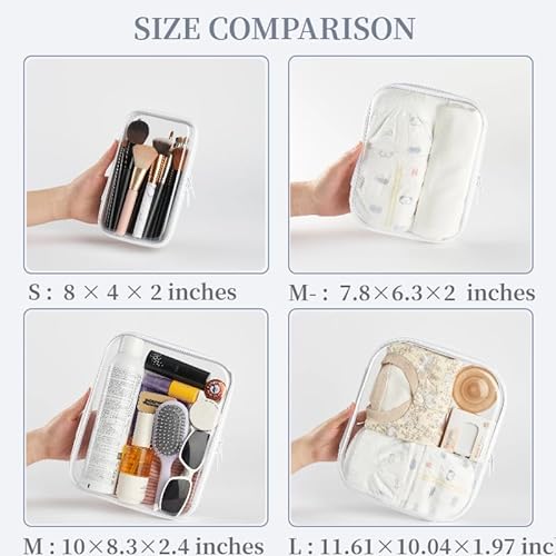 3-Pack Large Minus Clear Hard Shell Zipper Pouches, Clear Zipper Bags, Hard Case Pouches for Purse & Diaper Bag Organizer,and Travel Essentials£¨3L-£©