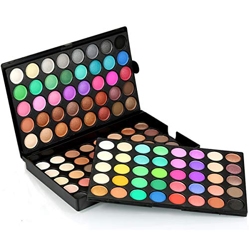 120 Colors Hightlight Eyeshadow Palette Makeup Gift Set, Pure Vie Professional Long Lasting Waterproof Matte Highly Pigments Shiny Shimmers Glitter Makeup Palette Colorful Cosmetic Eye Shadow Pallet