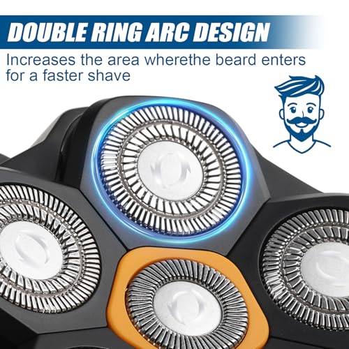 2 pcs Magnetic buckle 6 Blade head shaver Replacement heads Compatible with Wyklaus Redbreak Detona DOAO head shaver