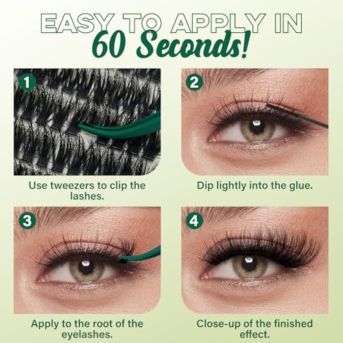 KEYYOULASH Lash Clusters 3D Effect Eyelash Clusters 280pcs 80D D Curl 9-18MIX Individual Lashes Natural Wispy Lashes Volume Cluster Eyelash Extensions Natural Soft DIY Lash Extension(80D£¬Zzlj-2)