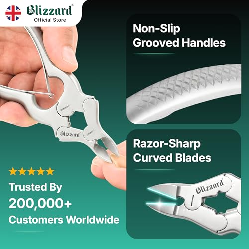 Toenail Clippers by Blizzard ? Medical Grade Double Action Toe Nail Nipper Cutter for Thick Nails Seniors ? 6 inch German Tool Double Spring