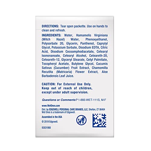 Wet Ones Hand and Face Wipes Singles, ?Unscented Wipes for Sensitive Skin | Individual Wipes, Hand Wipes Individually Wrapped?| 24 ct. (6 pack)