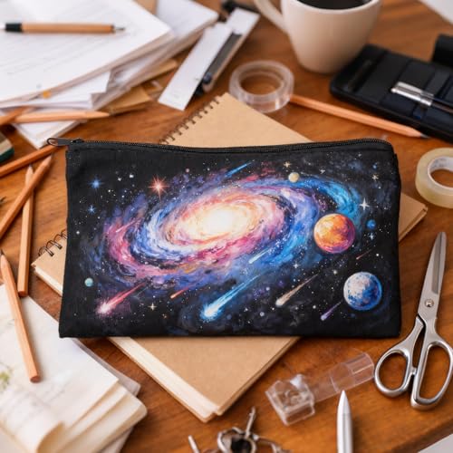 60 Pack 8.07"L* 4.72"W Canvas Makeup Bags Bulk Pencil Zipper Pouch DIY Craft Stationary Storage Bag (Black 60pcs)