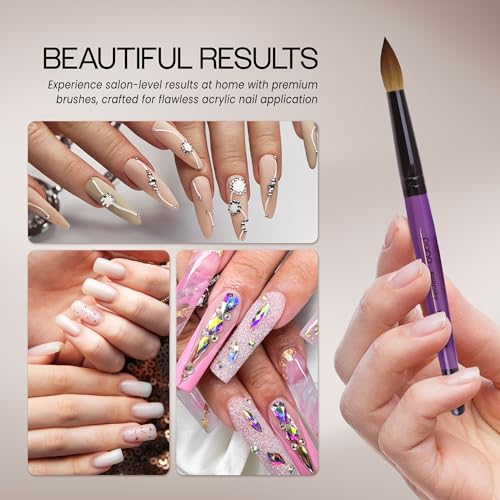 Profession Purple Wood Kolinsky Acrylic Nail Brush (Size: 6, 8, 10, 12, 14, 16, 18, 20, & 22) PANA Brand High End Quality 100% Pure Kolinsky Hair (Size 18)