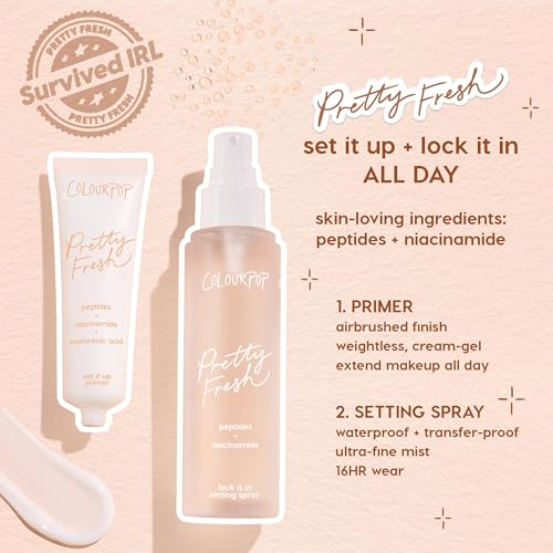 ColourPop Pretty Fresh Airbrush Makeup Primer - Hydrating, Gel-Cream Face Primer & Pore Minimizer with Peptides, Niacinamide & Hyaluronic Acid - Vegan & Cruelty-Free - Set It Up (1 Fl Oz)