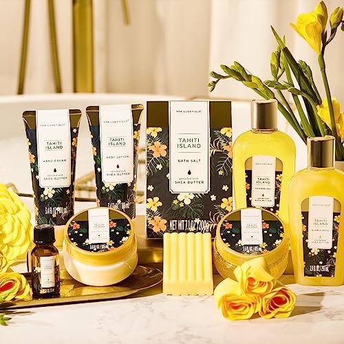 Spa Luxetique Bath Gift Set - 12pcs Spa Gift Basket With Bubble Bath, Bath Bombs, Essential Oil, Body Scrub, Hand Cream - Perfect for Mom's Birthday or Mother's Day