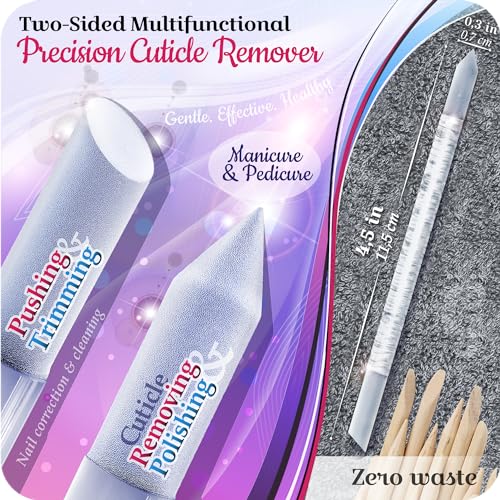 GLADZY Genuine Czech Glass Nail File Set - Callus Remover Foot Rasp, Cuticle Pusher Manicure Stick, Double Sided Etched Different Grit Surface, Professional Nail Care Tool, Made in EU