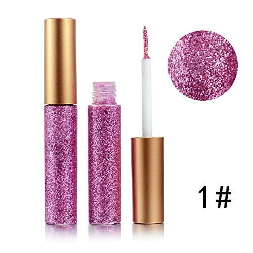 Liquid Glitter Eyeliner 3 Color Metallic Glitter Sparkling Eyeliner Face Eye Cosmetic Glow Shimmer Makeup Glitter Eye Shadow Long Lasting Sparkling Eye Shadow Gold Brown,Silver and Pink