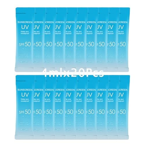 20 Pack Sunscreen SPF50+PA+++ (4ml Each),Moisturizing Travel Size Sunscreen Bulk Christmas Gift Lightweight &Portable,Face&Body Waterproof Mini Suncreens Lotion Women Travel Outdoor Daily Use-A