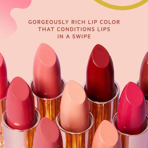 FLOWER BEAUTY Petal Pout Lipstick - Cruelty Free - Nourishing & Highly Pigmented Lip Color with Antioxidants, Dahlia Desire - Cream, 0.11 Oz