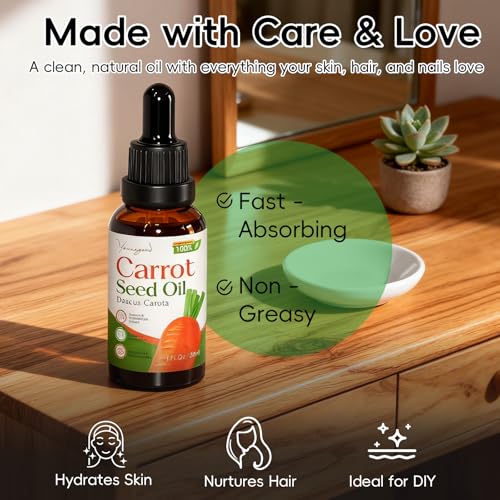 3 PCS Carrot Seed Oil for Hair & Skin Care, 100% Pure Natural Carrot Carrier Oil, Daucus Carota Essential Moisturizer for Face and Lip Care, Scalp & Body Massage