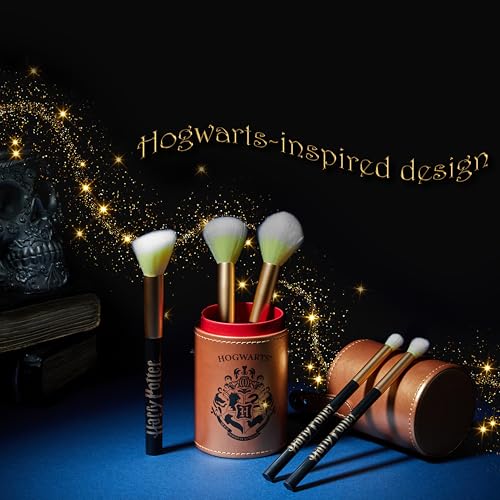 Harry Potter Gifts Makeup Brushes Set for Women, Teens, 5 Piece Makeup Brush Set with Travel Case for Eyeshadow Blush Contour Beauty