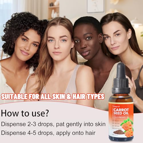 3Pack Organic Carrot Seed Oil for Hair & Skin, 100% Pure Natural Unrefined Duacus Carota Carrot Carrier Oil for Face and Lip Care, Scalp & Body Massage