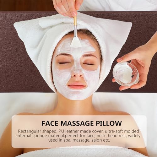 HEALLILY Pu Neck Protection Pillow 17.71X7.87X3.14In Massage Table Face Pillow for Beauty Salon Spa Head and Neck Support Cushion