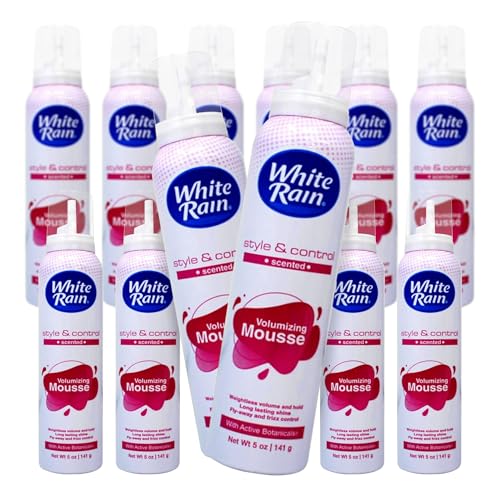 White Rain Volumizing Mousse for Hair Volume - 12 Pack 5 oz Each, Lightweight Styling Volume Hair Mousse for Women, Frizz Control & Root Lift, Fresh Scent