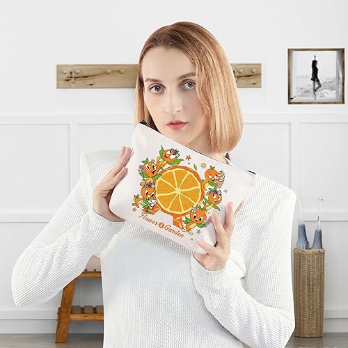 WZMPA Orange Bird Cosmetic Bag - Orange Bird Lovers Gift - Flower & Garden - Makeup Zipper Pouch Bag