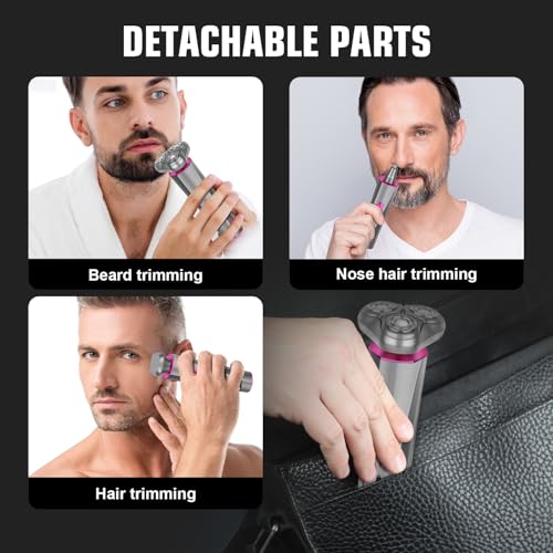HIENA PRO Professional Beard Trimmer for Men, 3-in-1 Complete Grooming Tools, Cordless Electric Facial, Ear & Nose Trimmer, Rechargeable Hair Clippers, Perfect Gifts for Men